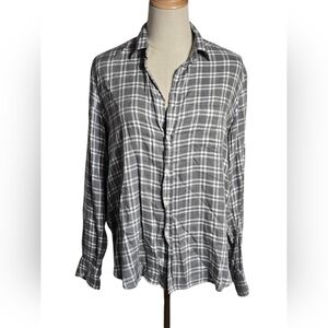 Frank & Eileen Gray And White Checked Button Down Shirt